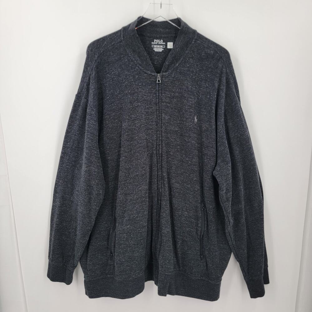 Polo Ralph Lauren Jacket Mens Tall 3XLT Heathered Gray Black Full Zip Pockets